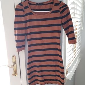 Brown dress with black stripes